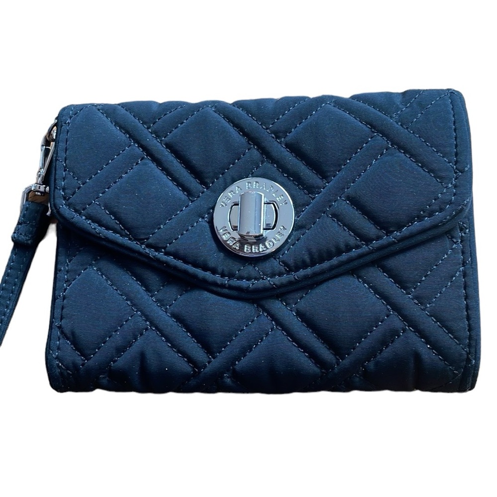Vera Bradley CLASSIC BLACK Turnlock Quilted Wallet